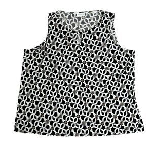 Susan Graver Sleeveless Tank‎ Top Sz 5X Liquid Black Print Career Casual A397432
